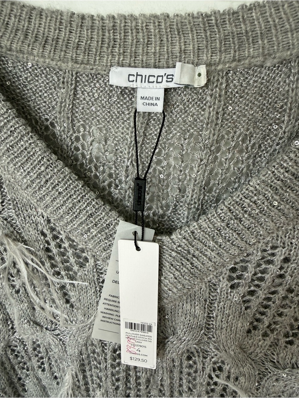 Chicos Feather Stitch Pullover Sweater NWT - Picture 3 of 3